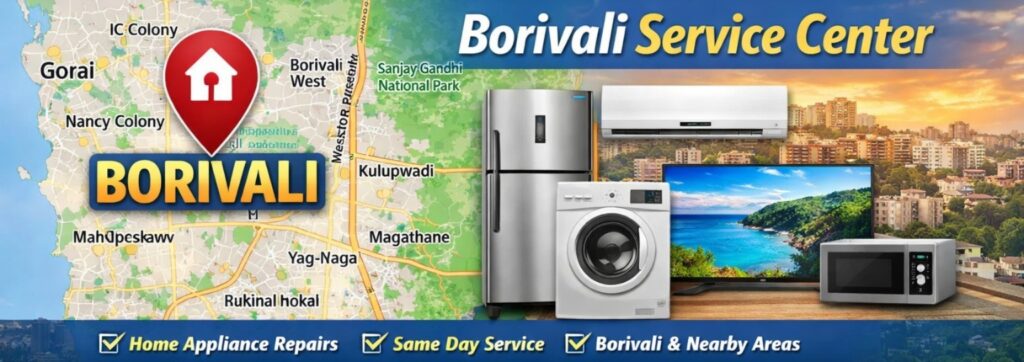 Borivali Service Center We have been indulged in offering reliable and affordable repair services to all models and brands of Washing Machine, Microwave Oven, Refrigerator, AC .LED TV & Smart TV Repair.etc